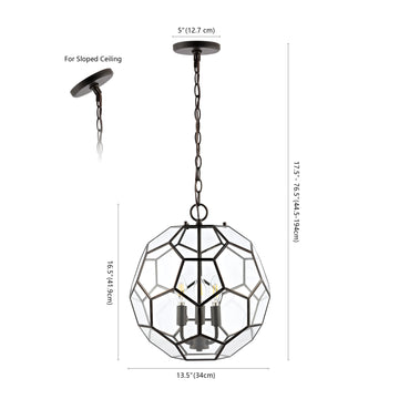 Bee 13.5" Modern Bohemian Iron/Glass LED Pendant - JONATHAN Y